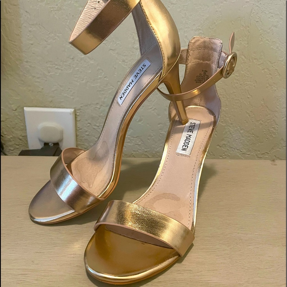 Steve Madden Rose Gold Ankle Strap Heels